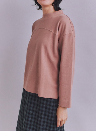 Crepe Double Face Knit 切替えボトルネックプルオーバー