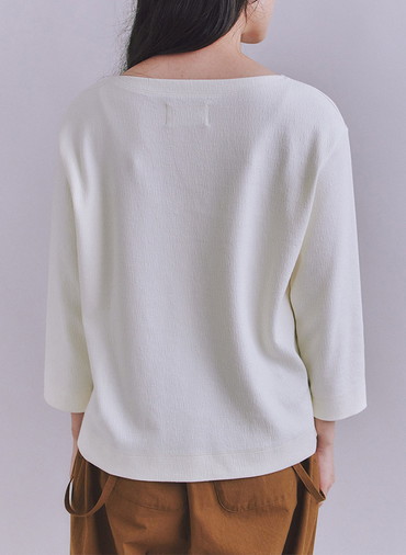 Crepe Double Face Knit SIPULI刺繍プルオーバー 詳細画像 White 3