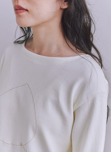 Crepe Double Face Knit SIPULI刺繍プルオーバー 詳細画像 White 4