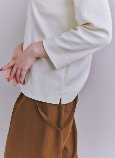 Crepe Double Face Knit SIPULI刺繍プルオーバー 詳細画像 White 6