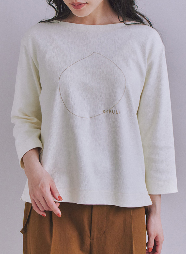 Crepe Double Face Knit SIPULI刺繍プルオーバー 詳細画像 White 1