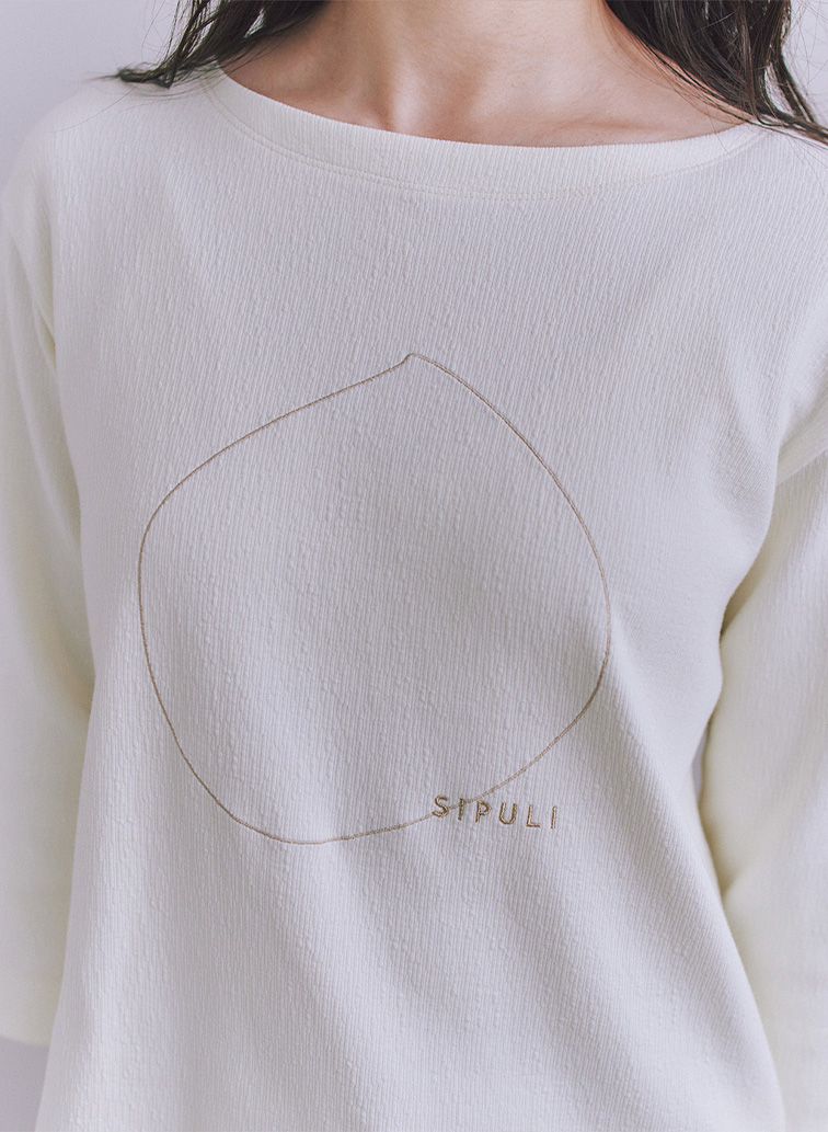 Crepe Double Face Knit SIPULI刺繍プルオーバー 詳細画像 White 5
