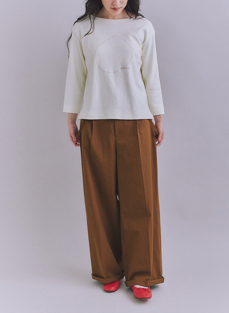 Crepe Double Face Knit SIPULI刺繍プルオーバー 詳細画像 White 2