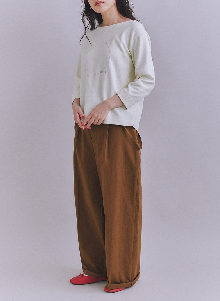 Crepe Double Face Knit SIPULI刺繍プルオーバー 詳細画像 White 3