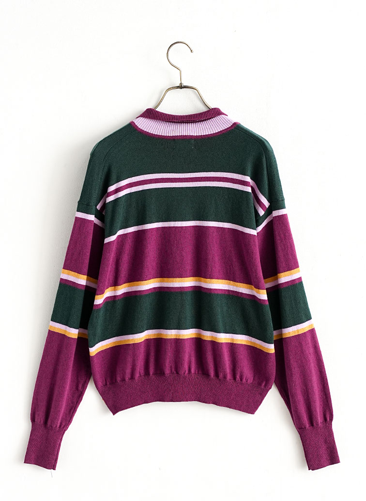 Multi Border Polo Knit 詳細画像 Beige 1