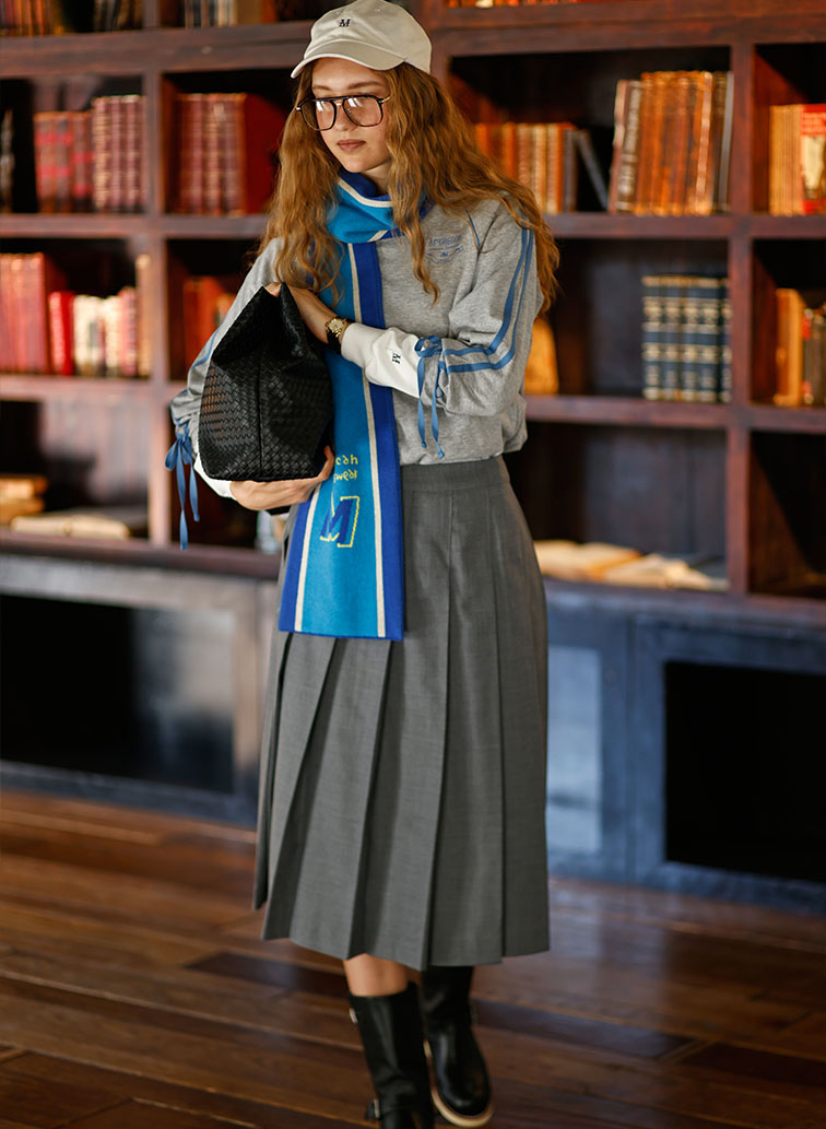 Shoulder Stripe Ribbon Tops 詳細画像 Gray 5