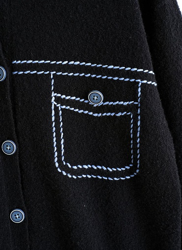 Hand Stitch Knit Jacket 詳細画像 Black 3