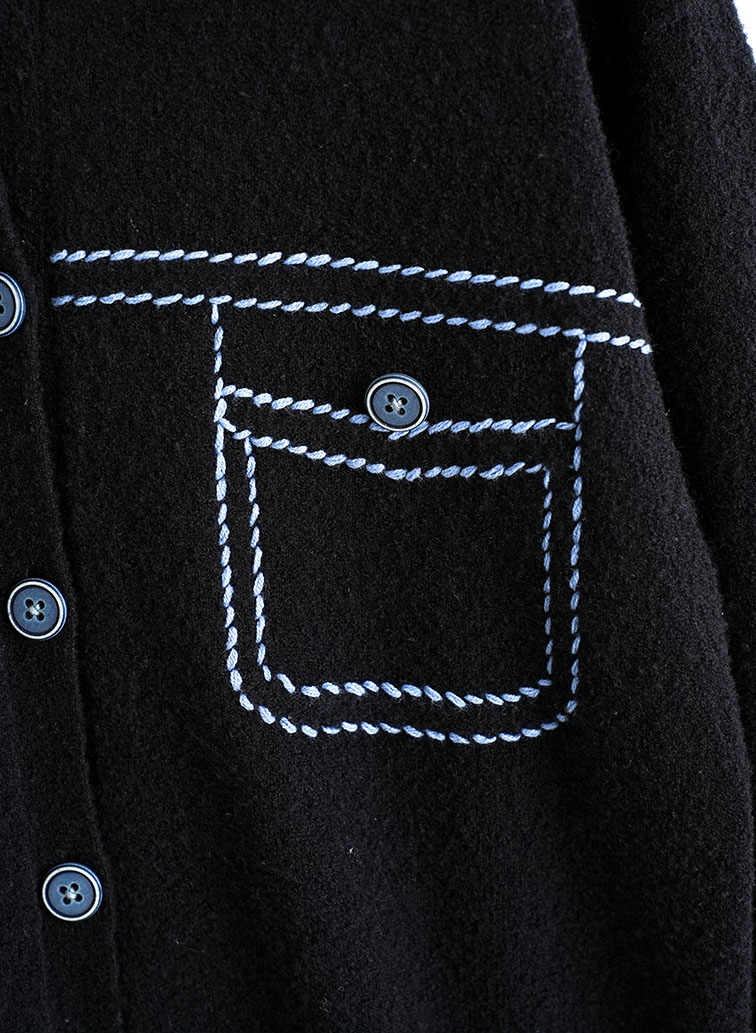 Hand Stitch Knit Jacket 詳細画像 Black 3