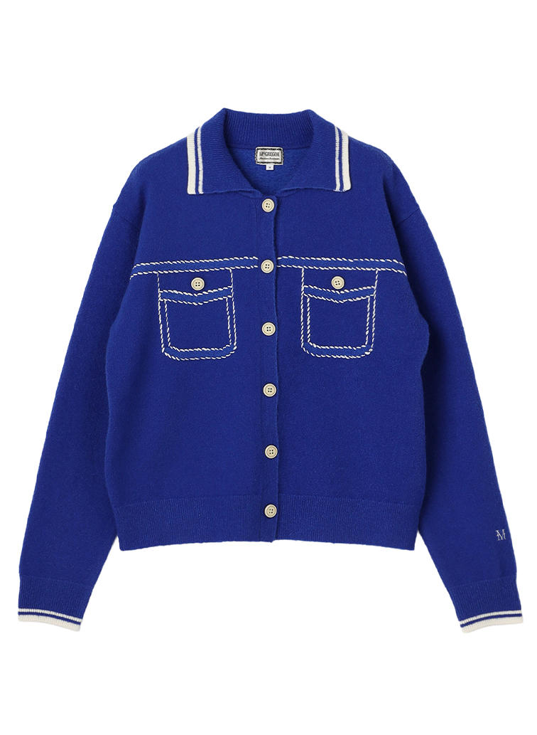 Hand Stitch Knit Jacket 詳細画像 Blue 1