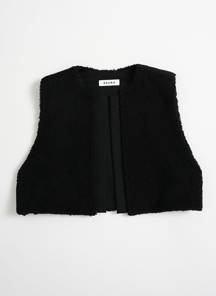 POODLE FUR SHORT GILET 詳細画像 Black 1