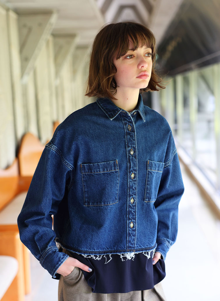 AUTHENTIC DENIM CROPPED SHIRT 詳細画像 Navy 1