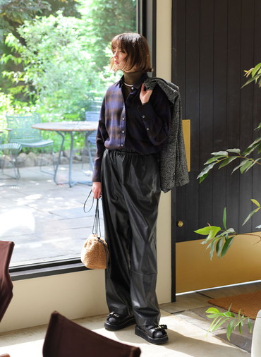 SYNTHETIC LEATHER PANTS 詳細画像 Black 4
