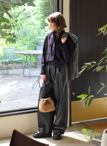 SYNTHETIC LEATHER PANTS 詳細画像 Black 5