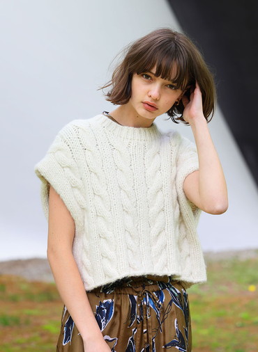 CABLE HAND-KNITTED TOP 詳細画像 Off White 2