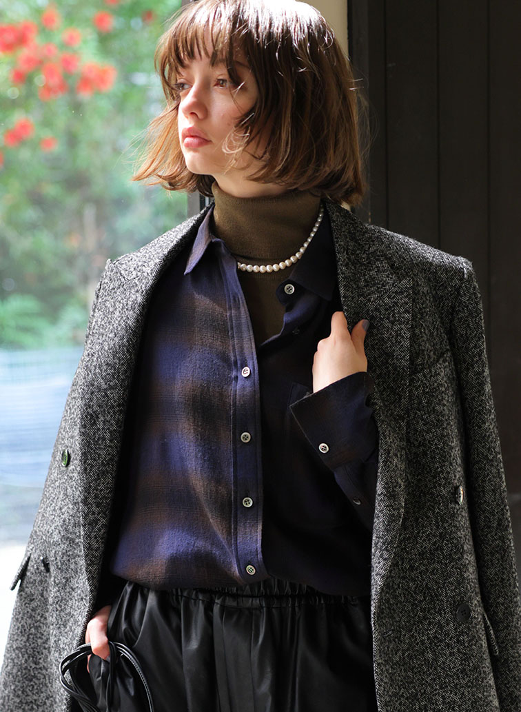 VI/WO OMBRE CHECK SHIRT 詳細画像 Navy 1