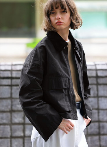 WAXED HIGH DENSITY CLOTH SHORT JACKET