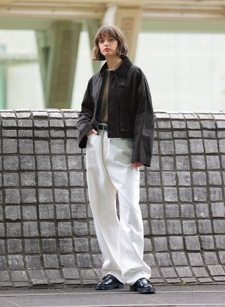 WAXED HIGH DENSITY CLOTH SHORT JACKET 詳細画像 Black 7
