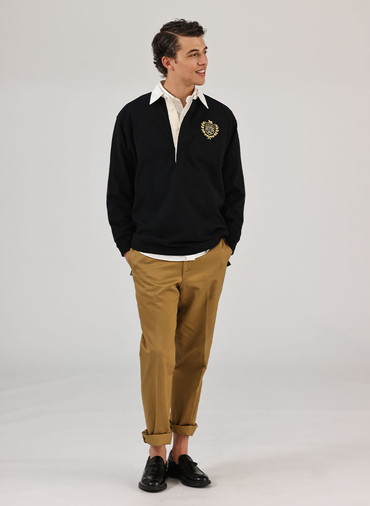【CAPSULE COLLECTION】CRST LOGO-ラガーシャツ 詳細画像 Black 3
