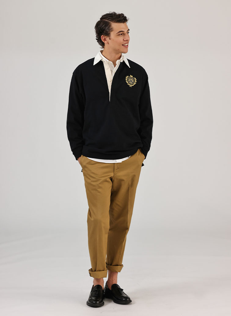 【CAPSULE COLLECTION】CRST LOGO-ラガーシャツ 詳細画像 Black 3