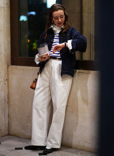 ONE  FOWARD PLEATS CHINO TROUSERS 詳細画像 White 5