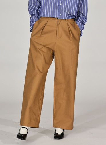 ONE  FOWARD PLEATS CHINO TROUSERS 詳細画像 Camel 1