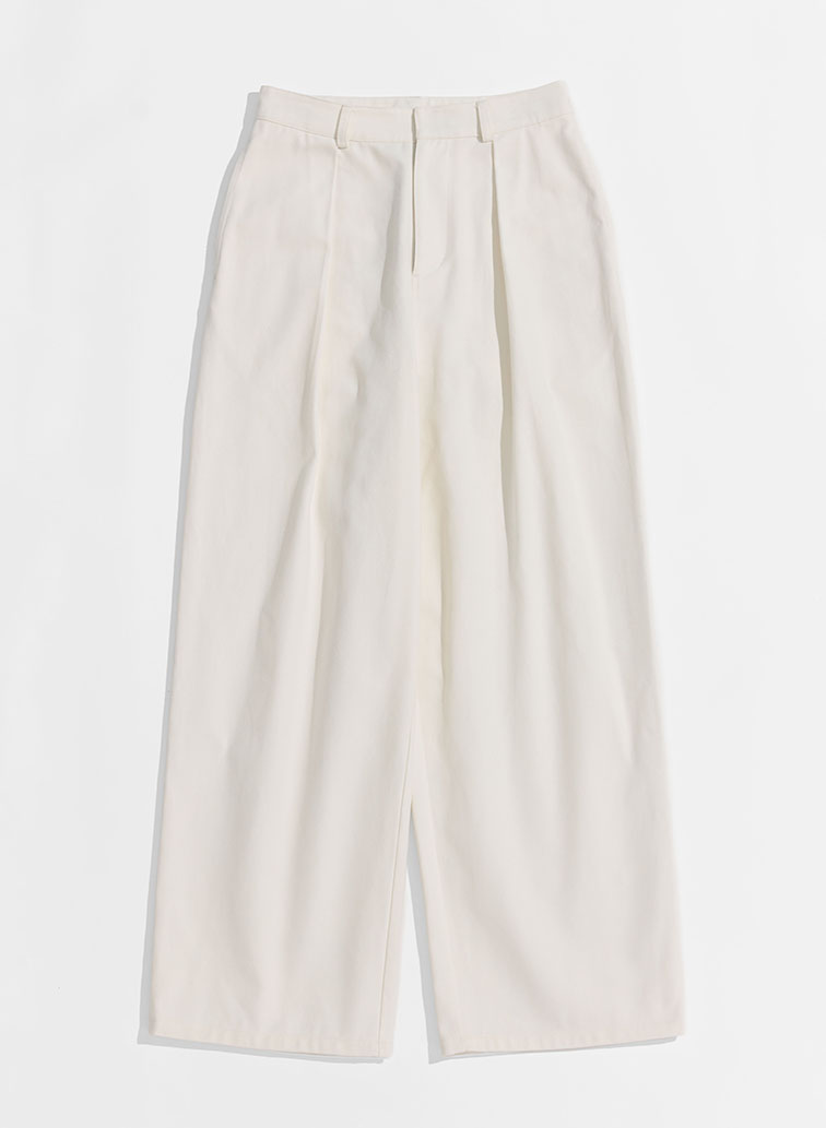 ONE  FOWARD PLEATS CHINO TROUSERS 詳細画像 White 1