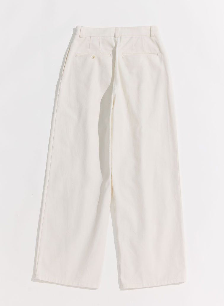 ONE  FOWARD PLEATS CHINO TROUSERS 詳細画像 White 2