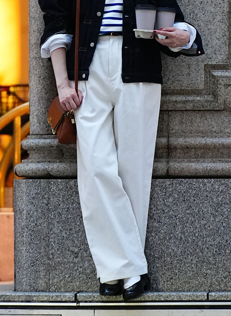 ONE  FOWARD PLEATS CHINO TROUSERS 詳細画像 White 1