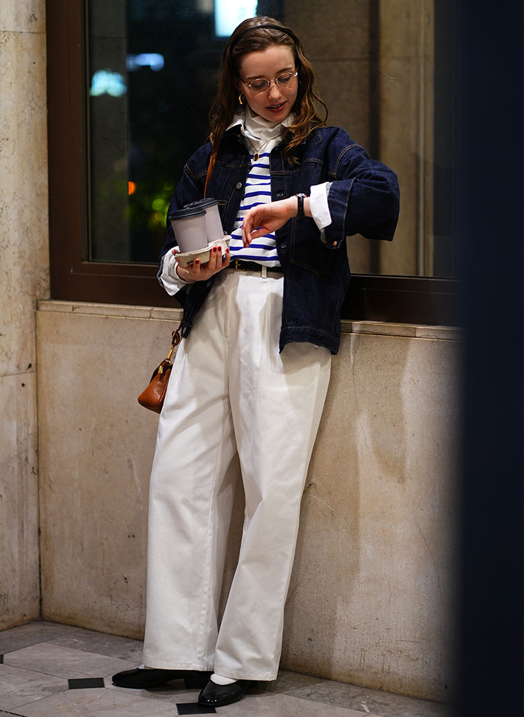 ONE  FOWARD PLEATS CHINO TROUSERS 詳細画像 White 5