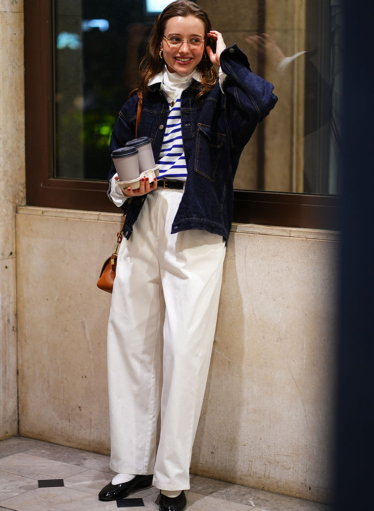 ONE  FOWARD PLEATS CHINO TROUSERS 詳細画像 White 7