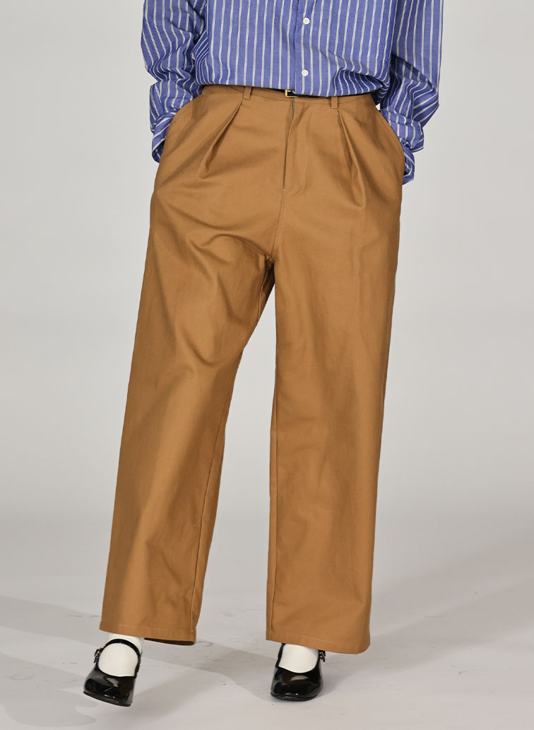 ONE  FOWARD PLEATS CHINO TROUSERS 詳細画像 Camel 1