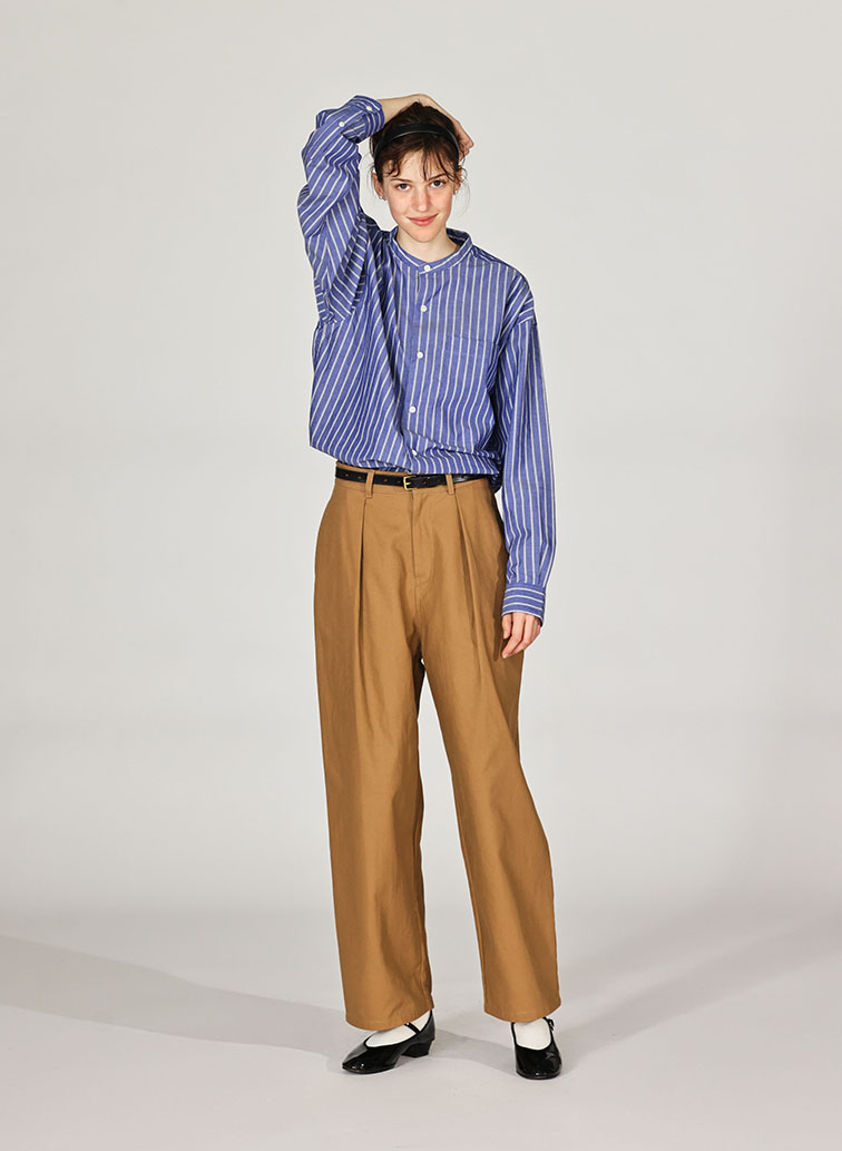 ONE  FOWARD PLEATS CHINO TROUSERS 詳細画像 Camel 2