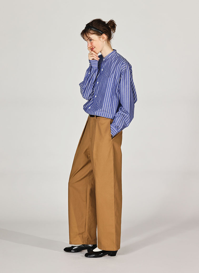 ONE  FOWARD PLEATS CHINO TROUSERS 詳細画像 Camel 3