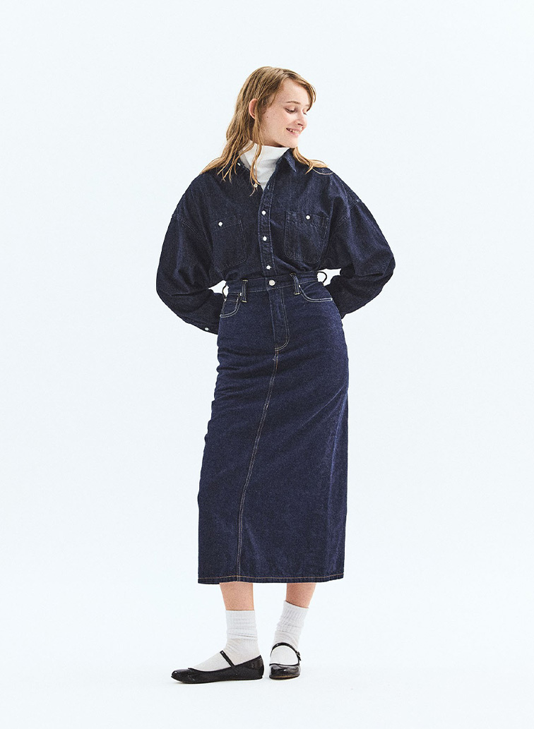 DENIM SKIRT 詳細画像 Indigo 3
