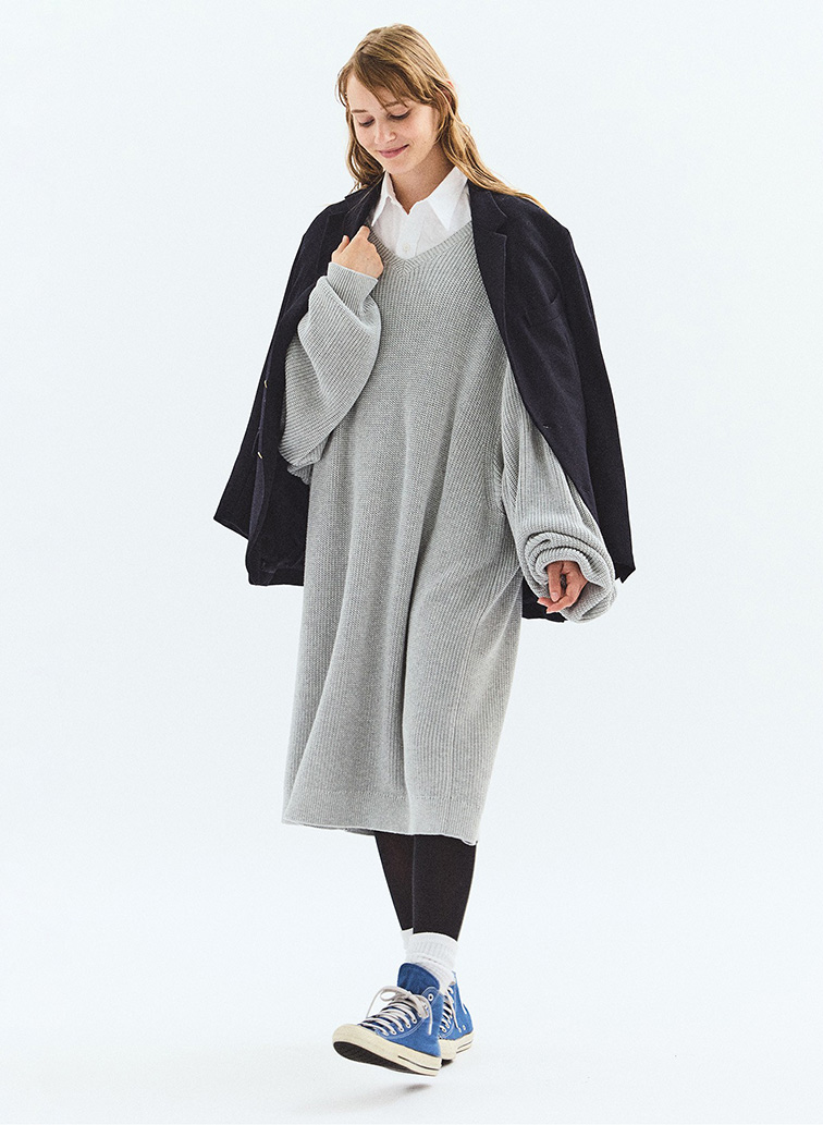 V NECK ONEPIECE 詳細画像 Light Gray 7