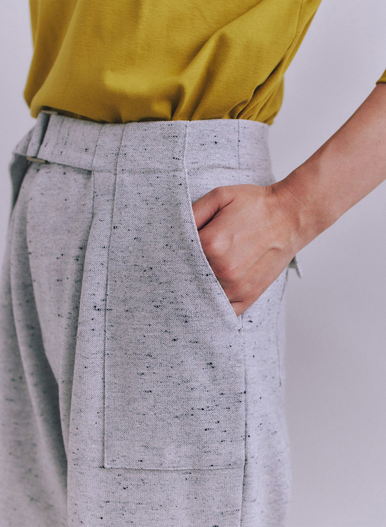 【ウォッシャブル】Nep Tweed ベルトベイカーパンツ 詳細画像 Gray 3