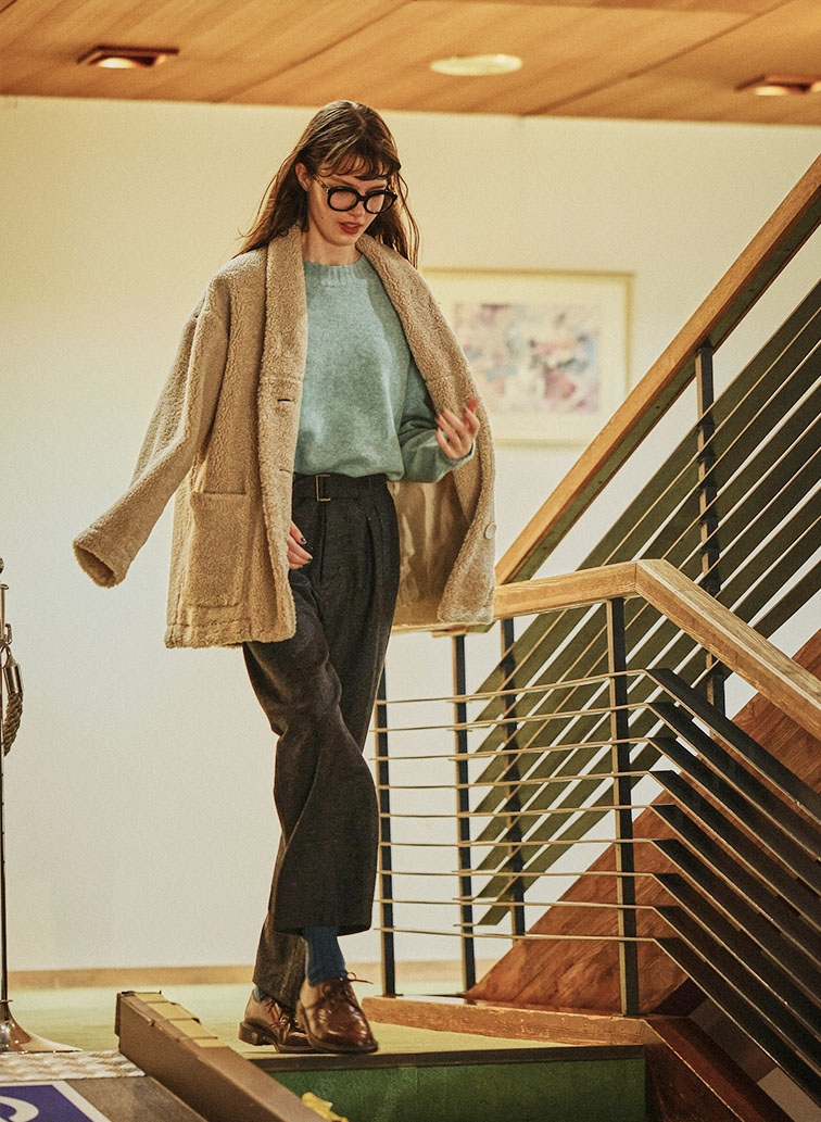 【ウォッシャブル】Nep Tweed ベルトベイカーパンツ 詳細画像 Gray 2