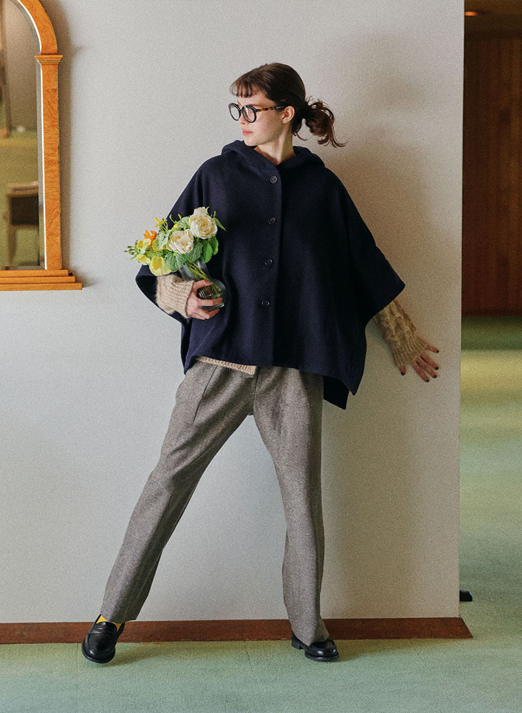 【ウォッシャブル】Nep Tweed ベルトベイカーパンツ 詳細画像 Brown 5