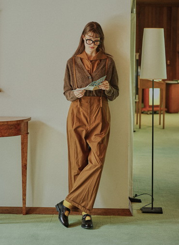 Colorful Melange 配色ポケットニットカーディガン 詳細画像 Brown 10