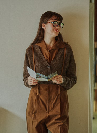 Colorful Melange 配色ポケットニットカーディガン 詳細画像 Brown 5