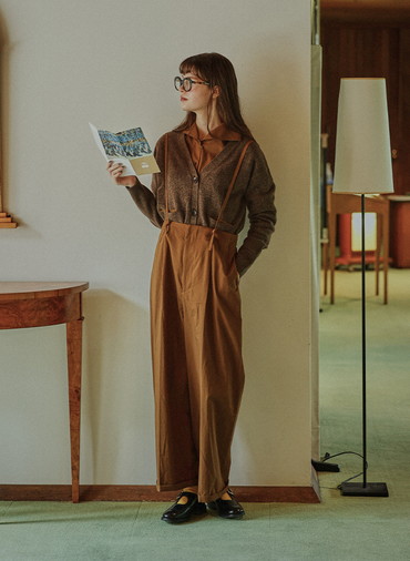 Colorful Melange 配色ポケットニットカーディガン 詳細画像 Brown 8