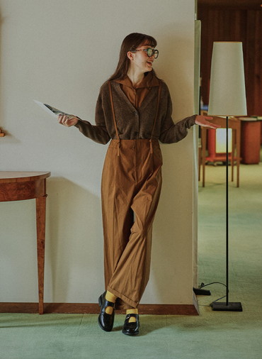 Colorful Melange 配色ポケットニットカーディガン 詳細画像 Brown 9