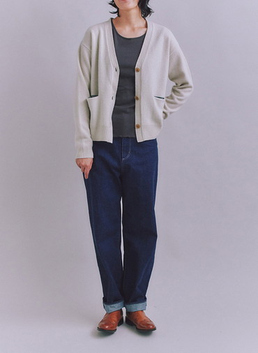 Colorful Melange 配色ポケットニットカーディガン 詳細画像 Beige 3