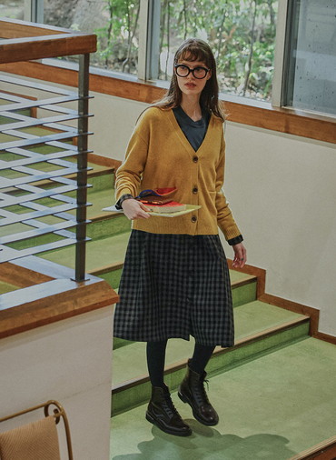 Colorful Melange 配色ポケットニットカーディガン 詳細画像 Yellow 5