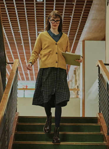 Colorful Melange 配色ポケットニットカーディガン 詳細画像 Yellow 9