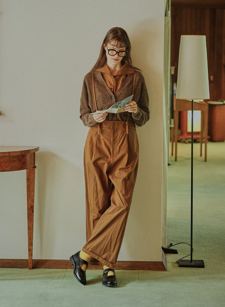 Colorful Melange 配色ポケットニットカーディガン 詳細画像 Brown 10