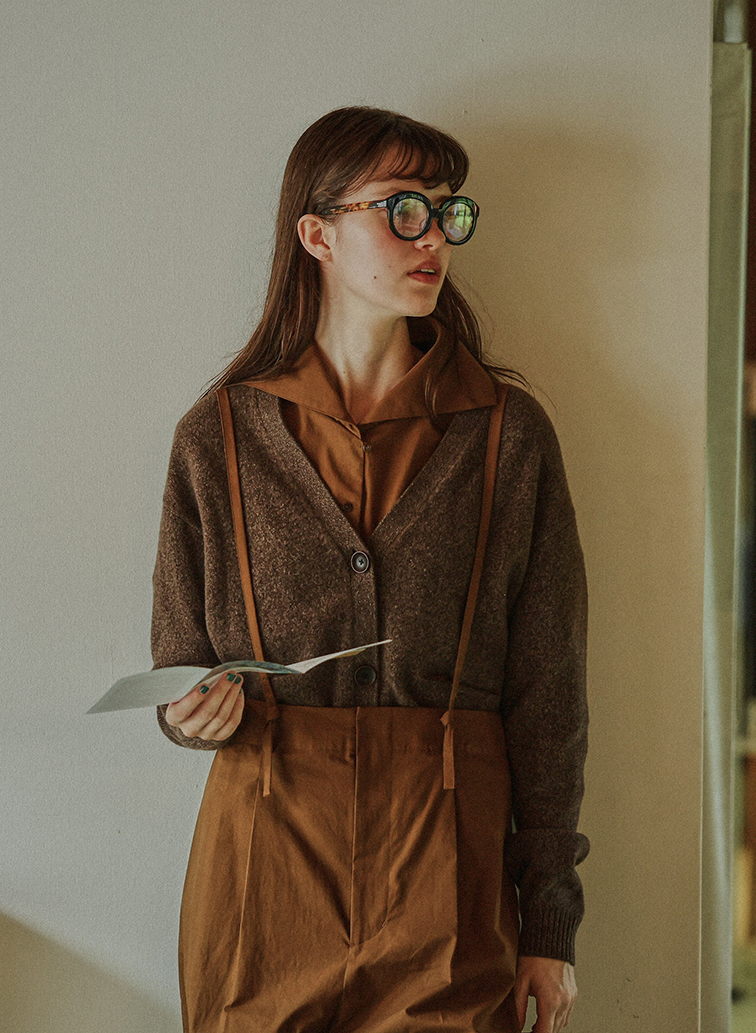 Colorful Melange 配色ポケットニットカーディガン 詳細画像 Brown 4