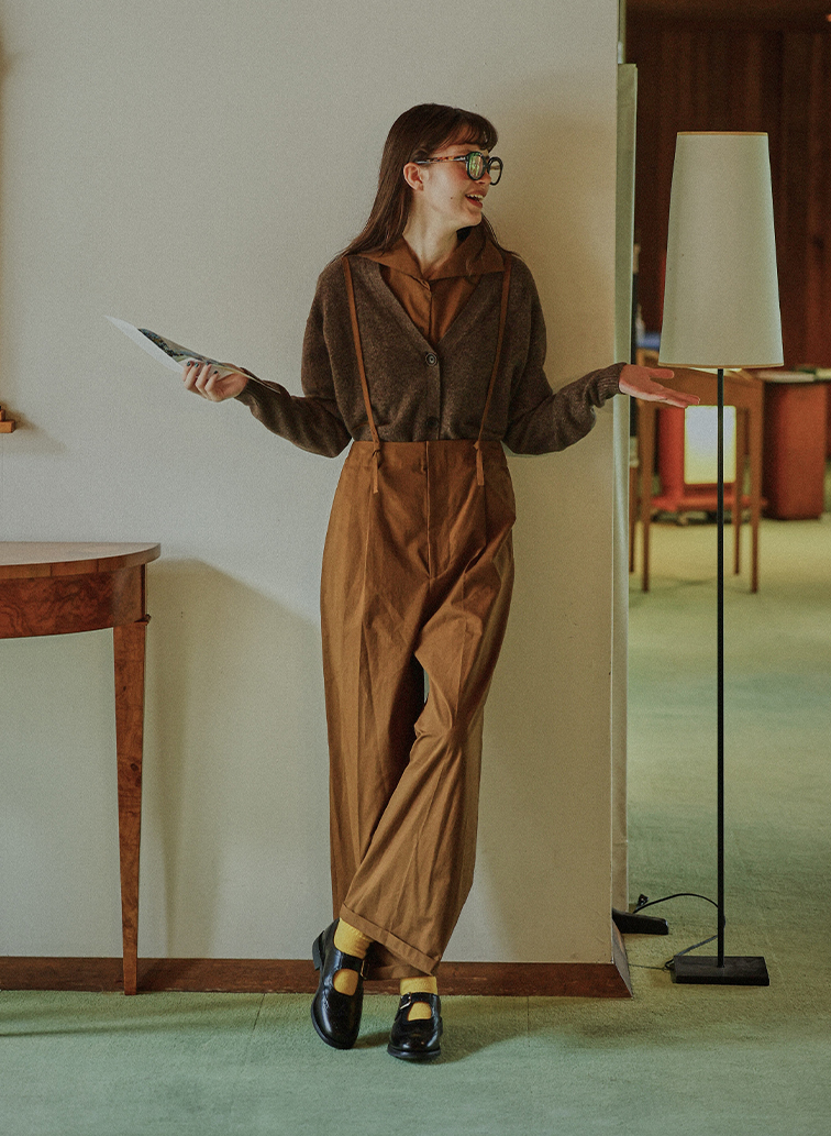 Colorful Melange 配色ポケットニットカーディガン 詳細画像 Brown 9