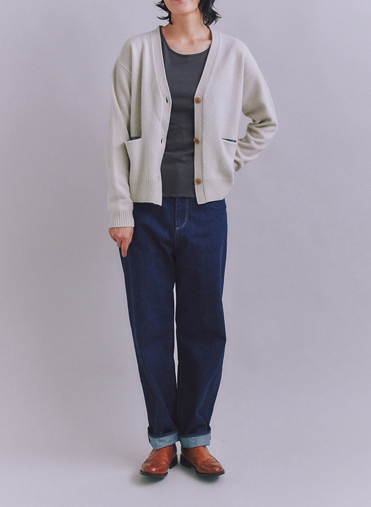 Colorful Melange 配色ポケットニットカーディガン 詳細画像 Beige 3