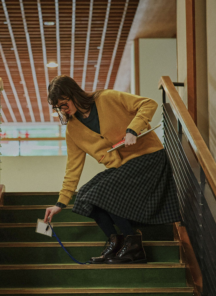 Colorful Melange 配色ポケットニットカーディガン 詳細画像 Yellow 10